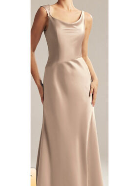 AW BRIDAL 8 M taupe Meggie satin dress formal bridesmaid party maxi dress 0B4